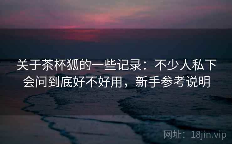 关于茶杯狐的一些记录：不少人私下会问到底好不好用，新手参考说明  第2张