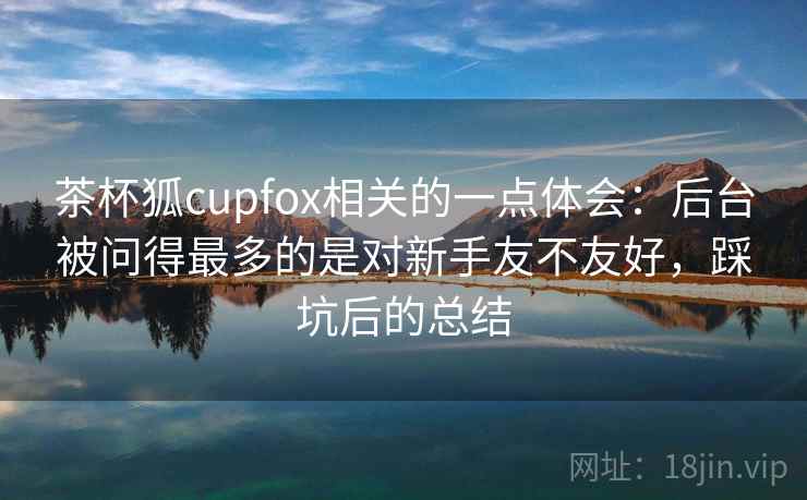 茶杯狐cupfox相关的一点体会：后台被问得最多的是对新手友不友好，踩坑后的总结