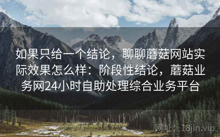 如果只给一个结论，聊聊蘑菇网站实际效果怎么样：阶段性结论，蘑菇业务网24小时自助处理综合业务平台