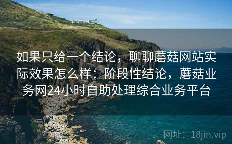 如果只给一个结论，聊聊蘑菇网站实际效果怎么样：阶段性结论，蘑菇业务网24小时自助处理综合业务平台  第2张
